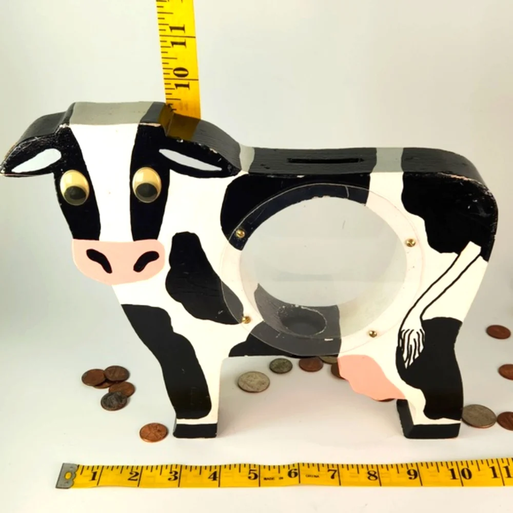 Handmade HIEFER COIN BANK EUC holds Your MOOLAH